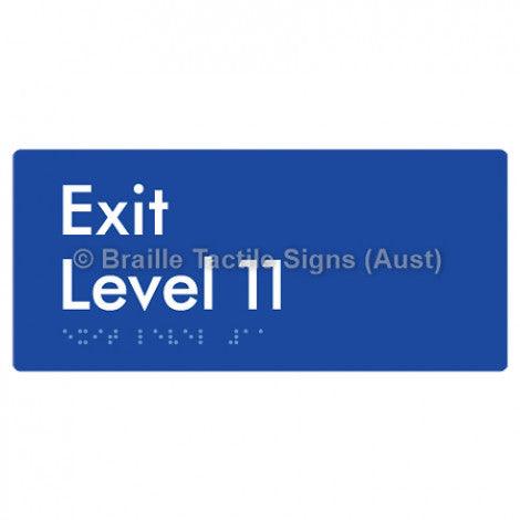 Braille Sign Exit Level 11 - Braille Tactile Signs (Aust) - BTS270-11-blu - Fully Custom Signs - Fast Shipping - High Quality - Australian Made &amp; Owned