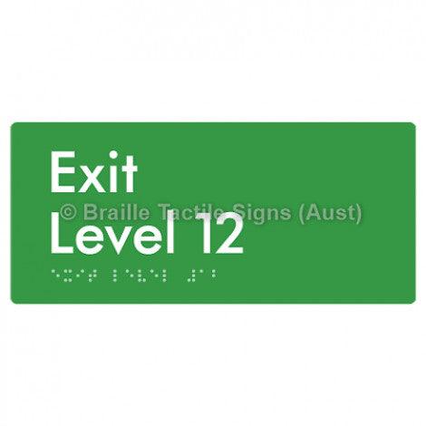 Braille Sign Exit Level 12 - Braille Tactile Signs (Aust) - BTS270-12-grn - Fully Custom Signs - Fast Shipping - High Quality - Australian Made &amp; Owned