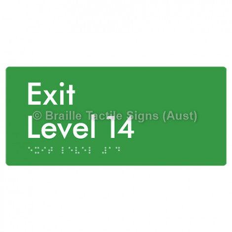 Braille Sign Exit Level 14 - Braille Tactile Signs (Aust) - BTS270-14-grn - Fully Custom Signs - Fast Shipping - High Quality - Australian Made &amp; Owned