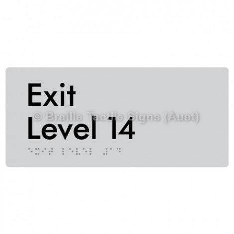 Braille Sign Exit Level 14 - Braille Tactile Signs (Aust) - BTS270-14-slv - Fully Custom Signs - Fast Shipping - High Quality - Australian Made &amp; Owned