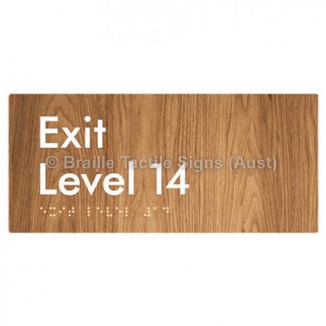 Braille Sign Exit Level 14 - Braille Tactile Signs (Aust) - BTS270-14-wdg - Fully Custom Signs - Fast Shipping - High Quality - Australian Made &amp; Owned