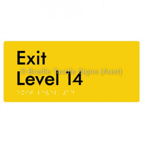 Braille Sign Exit Level 14 - Braille Tactile Signs (Aust) - BTS270-14-yel - Fully Custom Signs - Fast Shipping - High Quality - Australian Made &amp; Owned