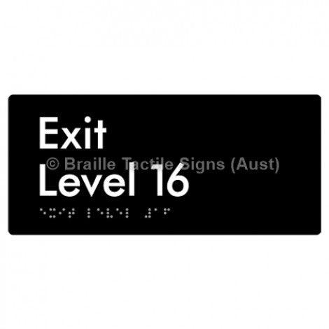 Braille Sign Exit Level 16 - Braille Tactile Signs (Aust) - BTS270-16-blk - Fully Custom Signs - Fast Shipping - High Quality - Australian Made &amp; Owned