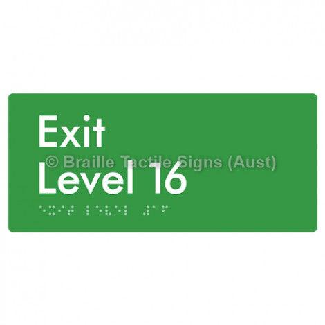 Braille Sign Exit Level 16 - Braille Tactile Signs (Aust) - BTS270-16-grn - Fully Custom Signs - Fast Shipping - High Quality - Australian Made &amp; Owned