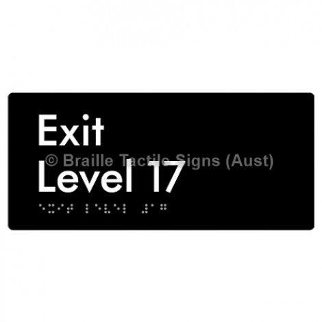 Braille Sign Exit Level 17 - Braille Tactile Signs (Aust) - BTS270-17-blk - Fully Custom Signs - Fast Shipping - High Quality - Australian Made &amp; Owned