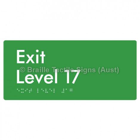 Braille Sign Exit Level 17 - Braille Tactile Signs (Aust) - BTS270-17-grn - Fully Custom Signs - Fast Shipping - High Quality - Australian Made &amp; Owned