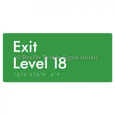 Braille Sign Exit Level 18 - Braille Tactile Signs (Aust) - BTS270-18-grn - Fully Custom Signs - Fast Shipping - High Quality - Australian Made &amp; Owned