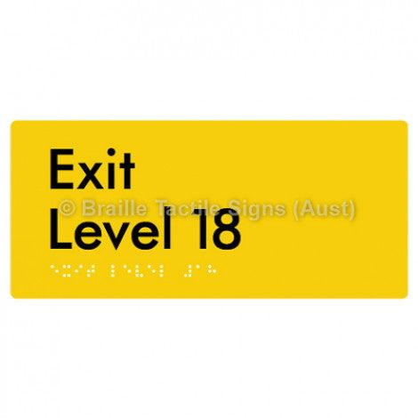 Braille Sign Exit Level 18 - Braille Tactile Signs (Aust) - BTS270-18-yel - Fully Custom Signs - Fast Shipping - High Quality - Australian Made &amp; Owned