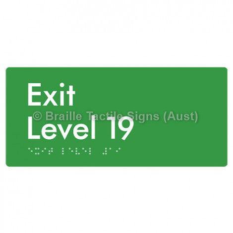 Braille Sign Exit Level 19 - Braille Tactile Signs (Aust) - BTS270-19-grn - Fully Custom Signs - Fast Shipping - High Quality - Australian Made &amp; Owned