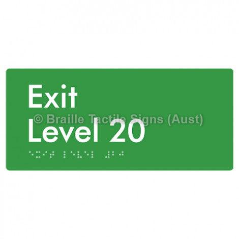 Braille Sign Exit Level 20 - Braille Tactile Signs (Aust) - BTS270-20-grn - Fully Custom Signs - Fast Shipping - High Quality - Australian Made &amp; Owned