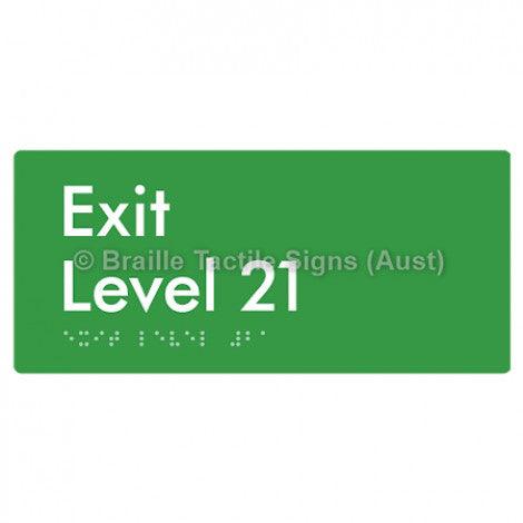 Braille Sign Exit Level 21 - Braille Tactile Signs (Aust) - BTS270-21-grn - Fully Custom Signs - Fast Shipping - High Quality - Australian Made &amp; Owned