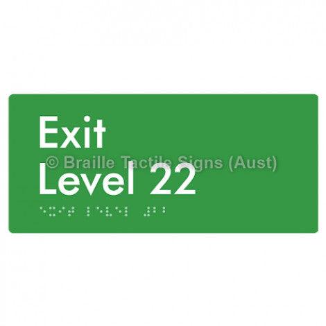 Braille Sign Exit Level 22 - Braille Tactile Signs (Aust) - BTS270-22-grn - Fully Custom Signs - Fast Shipping - High Quality - Australian Made &amp; Owned