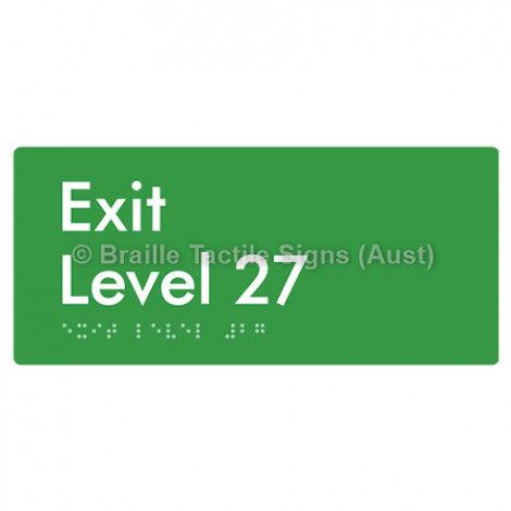 Braille Sign Exit Level 27 - Braille Tactile Signs (Aust) - BTS270-27-grn - Fully Custom Signs - Fast Shipping - High Quality - Australian Made &amp; Owned