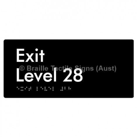 Braille Sign Exit Level 28 - Braille Tactile Signs (Aust) - BTS270-28-blk - Fully Custom Signs - Fast Shipping - High Quality - Australian Made &amp; Owned