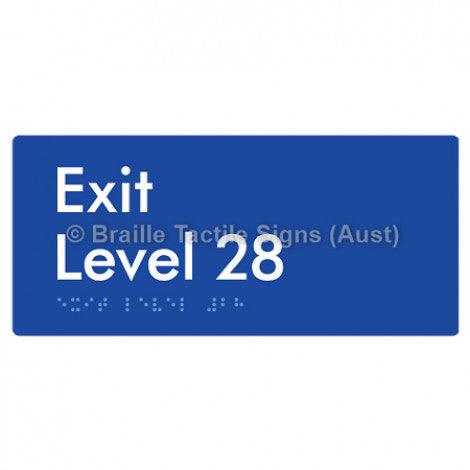 Braille Sign Exit Level 28 - Braille Tactile Signs (Aust) - BTS270-28-blu - Fully Custom Signs - Fast Shipping - High Quality - Australian Made &amp; Owned