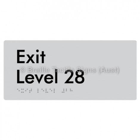 Braille Sign Exit Level 28 - Braille Tactile Signs (Aust) - BTS270-28-slv - Fully Custom Signs - Fast Shipping - High Quality - Australian Made &amp; Owned