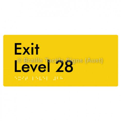 Braille Sign Exit Level 28 - Braille Tactile Signs (Aust) - BTS270-28-yel - Fully Custom Signs - Fast Shipping - High Quality - Australian Made &amp; Owned