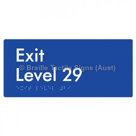 Braille Sign Exit Level 29 - Braille Tactile Signs (Aust) - BTS270-29-blu - Fully Custom Signs - Fast Shipping - High Quality - Australian Made &amp; Owned