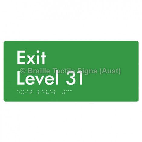 Braille Sign Exit Level 31 - Braille Tactile Signs (Aust) - BTS270-31-grn - Fully Custom Signs - Fast Shipping - High Quality - Australian Made &amp; Owned