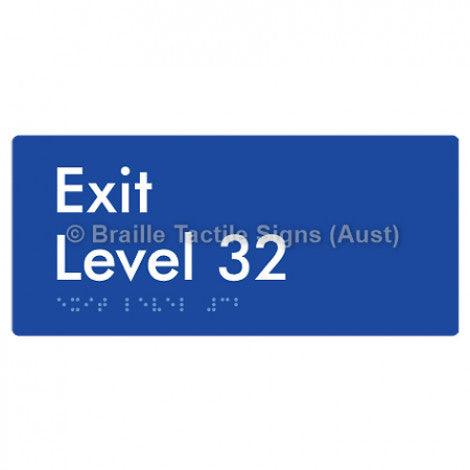 Braille Sign Exit Level 32 - Braille Tactile Signs (Aust) - BTS270-32-blu - Fully Custom Signs - Fast Shipping - High Quality - Australian Made &amp; Owned