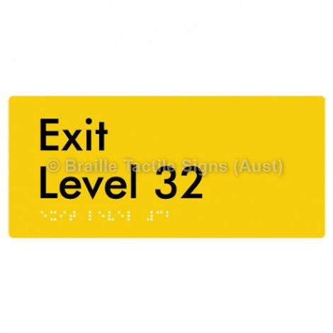 Braille Sign Exit Level 32 - Braille Tactile Signs (Aust) - BTS270-32-yel - Fully Custom Signs - Fast Shipping - High Quality - Australian Made &amp; Owned