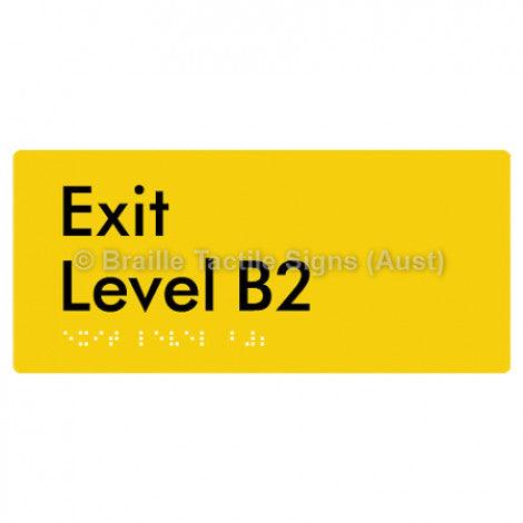 Braille Sign Exit Level B2 - Braille Tactile Signs (Aust) - BTS270-B2-yel - Fully Custom Signs - Fast Shipping - High Quality - Australian Made &amp; Owned