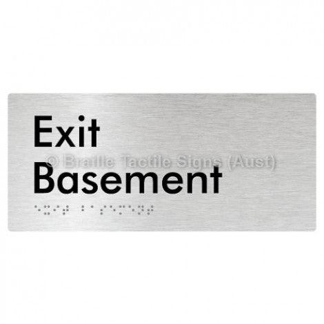 Braille Sign Exit Level Basement - Braille Tactile Signs (Aust) - BTS270-BM-aliB - Fully Custom Signs - Fast Shipping - High Quality - Australian Made &amp; Owned