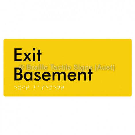 Braille Sign Exit Level Basement - Braille Tactile Signs (Aust) - BTS270-BM-yel - Fully Custom Signs - Fast Shipping - High Quality - Australian Made &amp; Owned