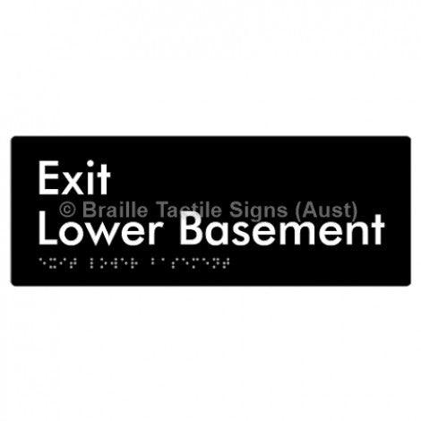 Braille Sign Exit Level Lower Basement - Braille Tactile Signs (Aust) - BTS270-LBM-blk - Fully Custom Signs - Fast Shipping - High Quality - Australian Made &amp; Owned