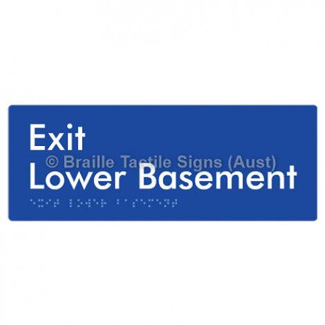 Braille Sign Exit Level Lower Basement - Braille Tactile Signs (Aust) - BTS270-LBM-blu - Fully Custom Signs - Fast Shipping - High Quality - Australian Made &amp; Owned