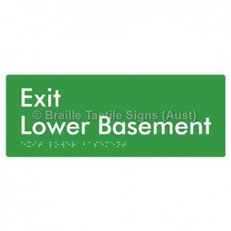 Braille Sign Exit Level Lower Basement - Braille Tactile Signs (Aust) - BTS270-LBM-grn - Fully Custom Signs - Fast Shipping - High Quality - Australian Made &amp; Owned