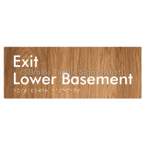 Braille Sign Exit Level Lower Basement - Braille Tactile Signs (Aust) - BTS270-LBM-wdg - Fully Custom Signs - Fast Shipping - High Quality - Australian Made &amp; Owned