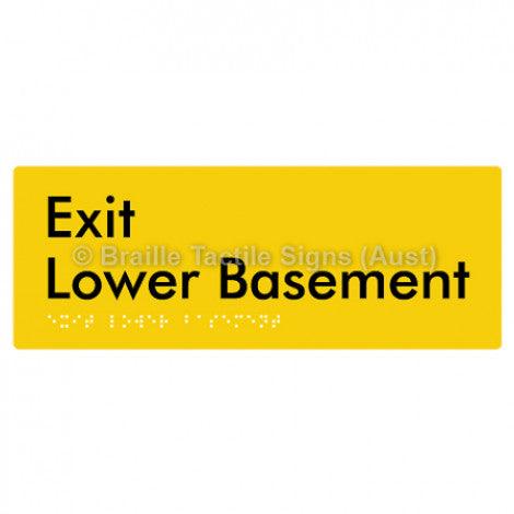 Braille Sign Exit Level Lower Basement - Braille Tactile Signs (Aust) - BTS270-LBM-yel - Fully Custom Signs - Fast Shipping - High Quality - Australian Made &amp; Owned