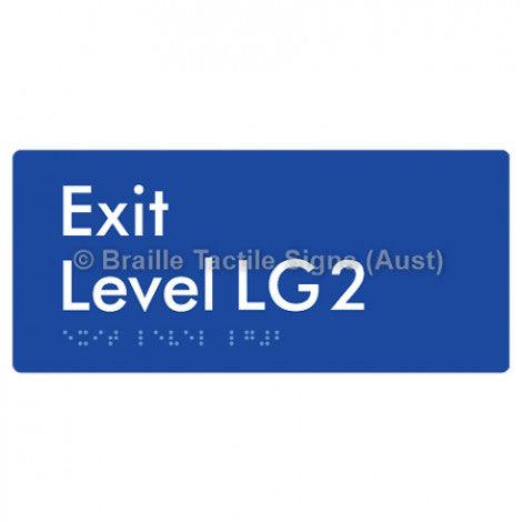 Braille Sign Exit Level LG2 - Braille Tactile Signs (Aust) - BTS270-LG2-blu - Fully Custom Signs - Fast Shipping - High Quality - Australian Made &amp; Owned