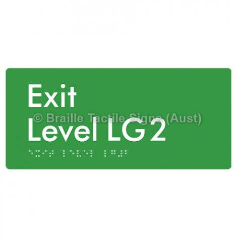 Braille Sign Exit Level LG2 - Braille Tactile Signs (Aust) - BTS270-LG2-grn - Fully Custom Signs - Fast Shipping - High Quality - Australian Made &amp; Owned