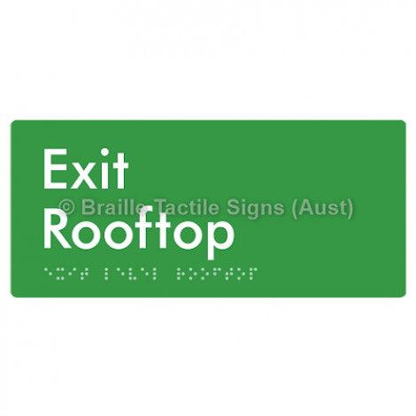 Braille Sign Exit Level Roof Top - Braille Tactile Signs (Aust) - BTS270-RT-grn - Fully Custom Signs - Fast Shipping - High Quality - Australian Made &amp; Owned