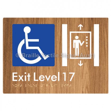Braille Sign Exit Level 17 Via Lift - Braille Tactile Signs (Aust) - BTS271-17-wdg - Fully Custom Signs - Fast Shipping - High Quality - Australian Made &amp; Owned