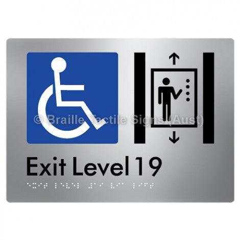 Braille Sign Exit Level 19 Via Lift - Braille Tactile Signs (Aust) - BTS271-19-aliS - Fully Custom Signs - Fast Shipping - High Quality - Australian Made &amp; Owned