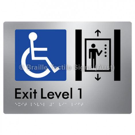 Braille Sign Exit Level 1 Via Lift - Braille Tactile Signs (Aust) - BTS271-01-aliS - Fully Custom Signs - Fast Shipping - High Quality - Australian Made &amp; Owned