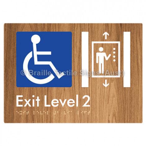 Braille Sign Exit Level 2 Via Lift - Braille Tactile Signs (Aust) - BTS271-02-wdg - Fully Custom Signs - Fast Shipping - High Quality - Australian Made &amp; Owned