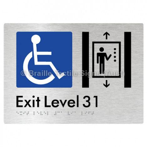 Braille Sign Exit Level 31 Via Lift - Braille Tactile Signs (Aust) - BTS271-31-aliB - Fully Custom Signs - Fast Shipping - High Quality - Australian Made &amp; Owned