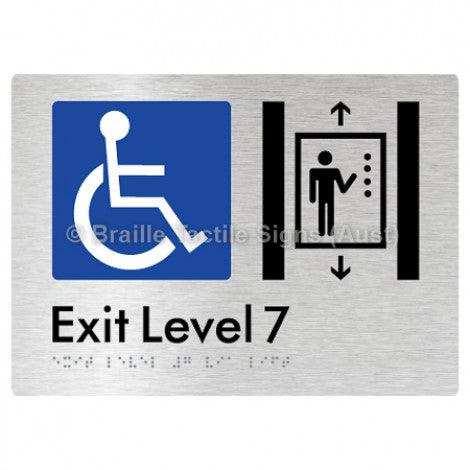 Braille Sign Exit Level 7 Via Lift - Braille Tactile Signs (Aust) - BTS271-07-aliB - Fully Custom Signs - Fast Shipping - High Quality - Australian Made &amp; Owned