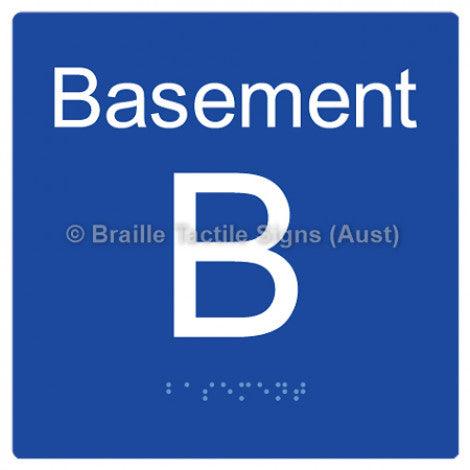 Braille Sign Level Sign - Basement - Braille Tactile Signs (Aust) - BTS272-BM-blu - Fully Custom Signs - Fast Shipping - High Quality - Australian Made &amp; Owned