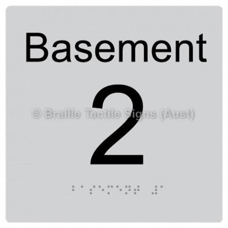 Braille Sign Level Sign - Basement 2 - Braille Tactile Signs (Aust) - BTS272-BM-2-slv - Fully Custom Signs - Fast Shipping - High Quality - Australian Made &amp; Owned