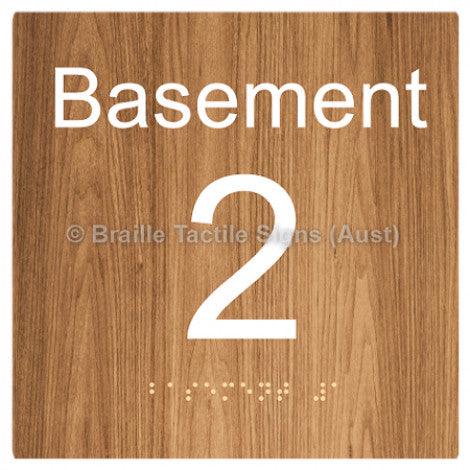 Braille Sign Level Sign - Basement 2 - Braille Tactile Signs (Aust) - BTS272-BM-2-wdg - Fully Custom Signs - Fast Shipping - High Quality - Australian Made &amp; Owned
