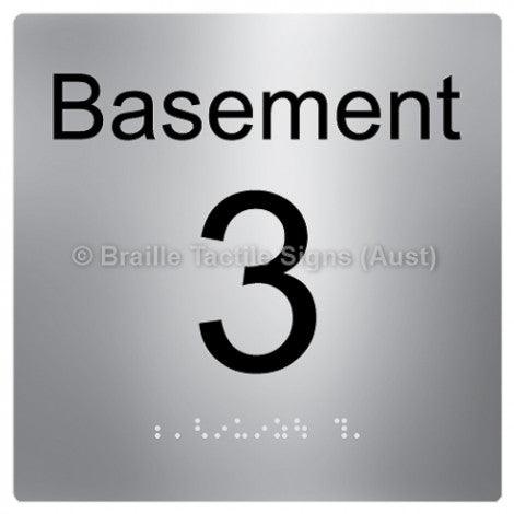 Braille Sign Level Sign - Basement 3 - Braille Tactile Signs (Aust) - BTS272-BM-3-aliS - Fully Custom Signs - Fast Shipping - High Quality - Australian Made &amp; Owned