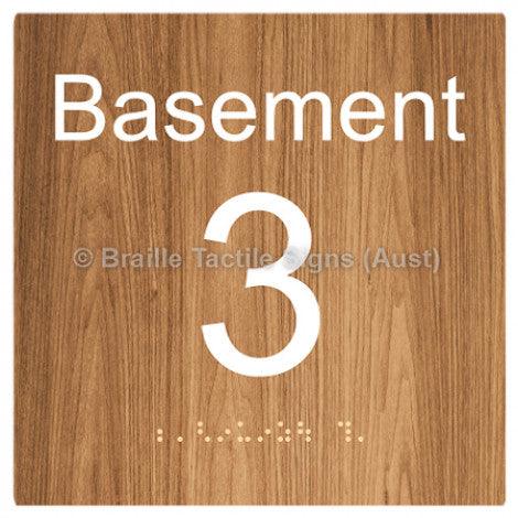 Braille Sign Level Sign - Basement 3 - Braille Tactile Signs (Aust) - BTS272-BM-3-wdg - Fully Custom Signs - Fast Shipping - High Quality - Australian Made &amp; Owned