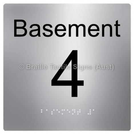 Braille Sign Level Sign - Basement 4 - Braille Tactile Signs (Aust) - BTS272-BM-4-aliS - Fully Custom Signs - Fast Shipping - High Quality - Australian Made &amp; Owned