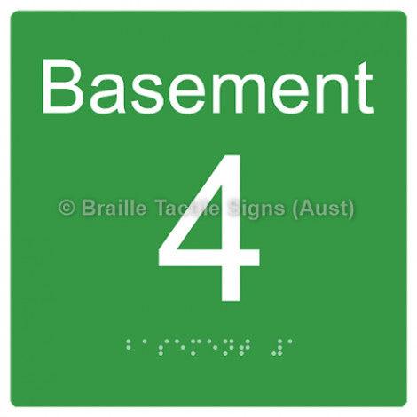 Braille Sign Level Sign - Basement 4 - Braille Tactile Signs (Aust) - BTS272-BM-4-grn - Fully Custom Signs - Fast Shipping - High Quality - Australian Made &amp; Owned