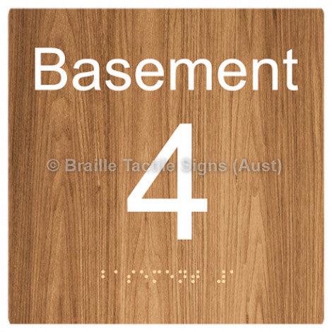 Braille Sign Level Sign - Basement 4 - Braille Tactile Signs (Aust) - BTS272-BM-4-wdg - Fully Custom Signs - Fast Shipping - High Quality - Australian Made &amp; Owned